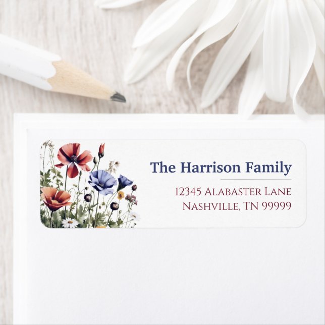 Mariage Fleur sauvage Aquarelle Adresse de retour (En situation)