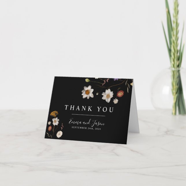 Mariage Fleur sauvage Boho Carte de remerciements (Devant)