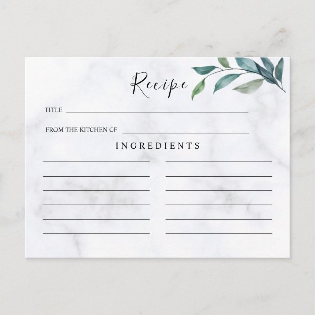 Mariage fleur sauvage, Carte Recette Boho (Devant)