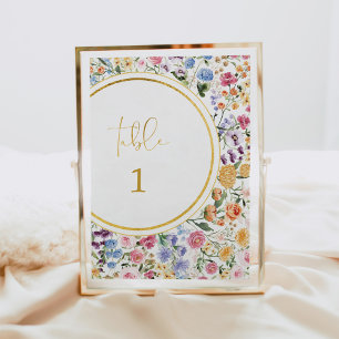 Mariage Fleur sauvage coloré Numéro de table