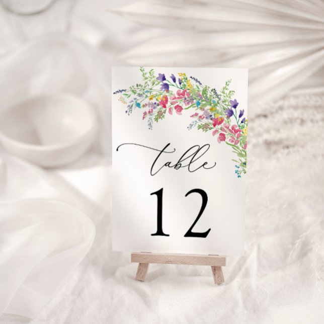 Mariage Fleur sauvage coloré Numéro de table (Créateur téléchargé)