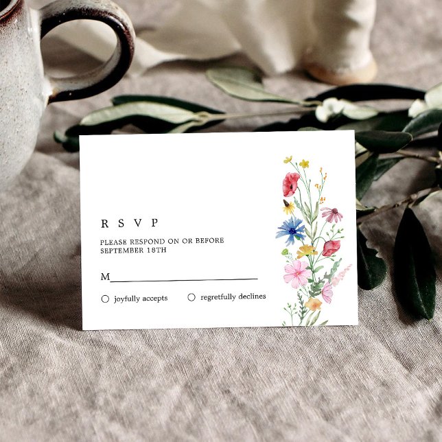 Mariage Fleur sauvage élégant RSVP (Créateur téléchargé)
