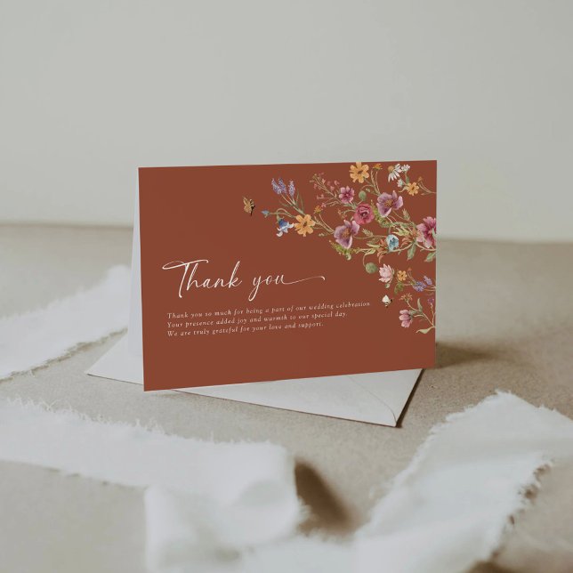 Mariage fleur sauvage Flat Merci Cartes (Créateur téléchargé)