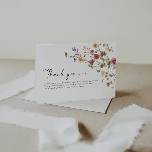 Mariage fleur sauvage Flat Merci Cartes (Créateur téléchargé)