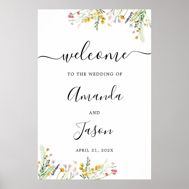Mariage fleur sauvage Grande Affiche de bienvenue (Devant)