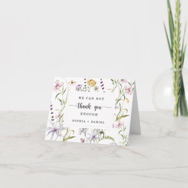 Mariage fleur sauvage Merci Cartes (Devant)