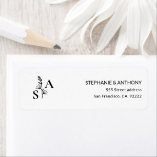 Mariage Fleur sauvage minimaliste BW Monogram
