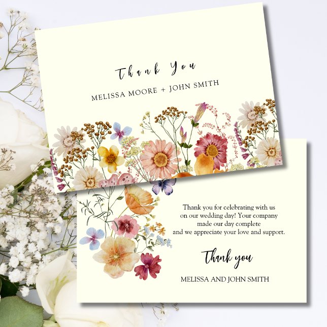 Mariage Fleur sauvage Tan Boho Carte de remercieme (Créateur téléchargé)