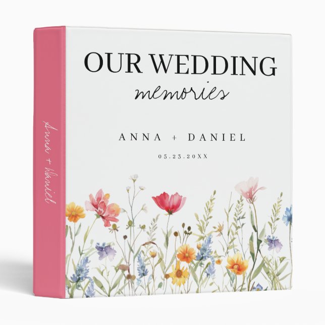 Mariage Fleur sauvage Whimsical 3 Classeur anneau (Devant/Côté)