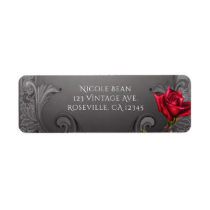 Mariage Fleurs Rouges Ornementales Vintage Argenté
