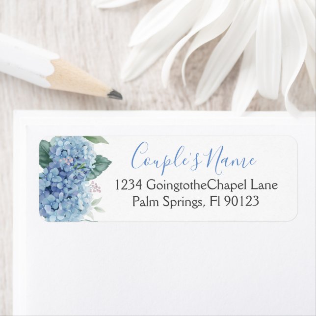 Mariage Floral Aquarelle Hydrangeas Bleus (En situation)