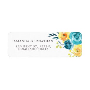 Mariage Floral Aquarelle Turquoise et Jaune
