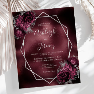Mariage floral argent faux feuille de Bourgogne bu