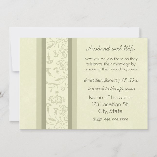 Mariage floral beige Vow Renouvellement Invitation (Devant)
