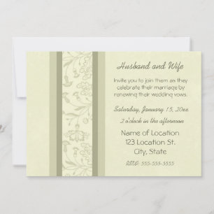 Mariage floral beige Vow Renouvellement Invitation