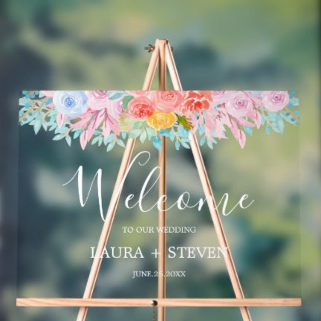 mariage floral Bienvenue signes acryliques (Créateur téléchargé)