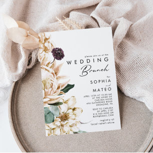 Mariage Floral blanc Invitation Brunch