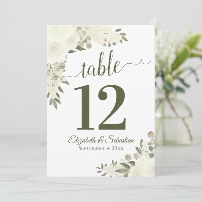 Mariage floral blanc ivoire Numéro de la carte Gra (Debout devant)