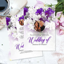 Mariage Floral blanc violet Invitation