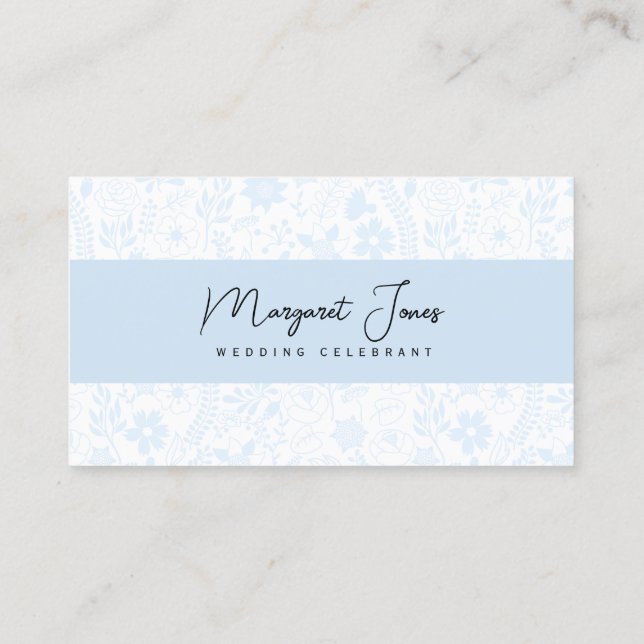 Mariage Floral bleu Carte de visite célébré (Dos)