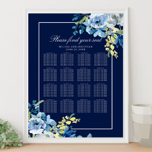 Mariage floral bleu marine 16 Tableau de sièges