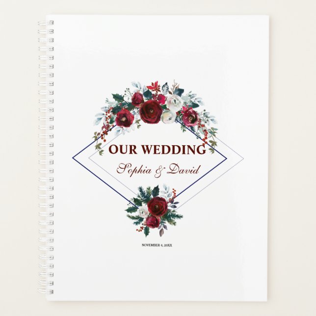 Mariage floral bleu marine de la marine géométriqu (Devant)