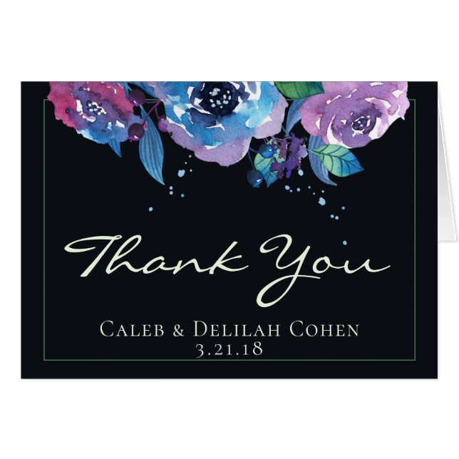 Mariage floral bleu profond violet Moody Twilight (Devant Horizontal)