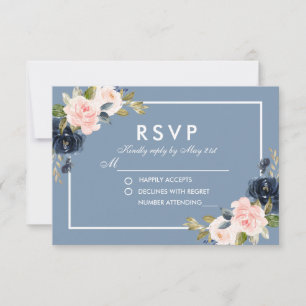 Mariage floral bleu-rose-duché RSVP
