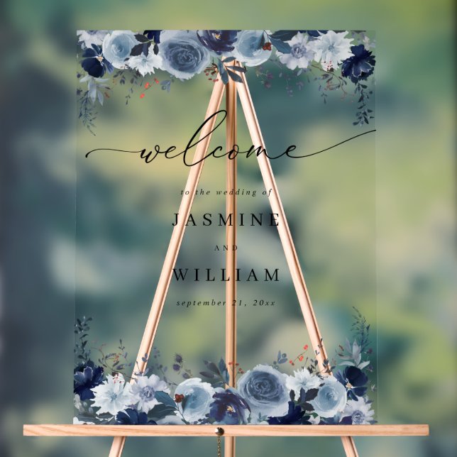 Mariage Floral Blue & Navy Bienvenue 2 (Neutre)
