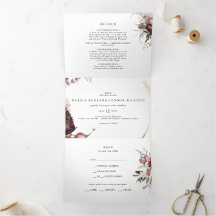 Mariage Floral Boho Bourgogne tout en un triple