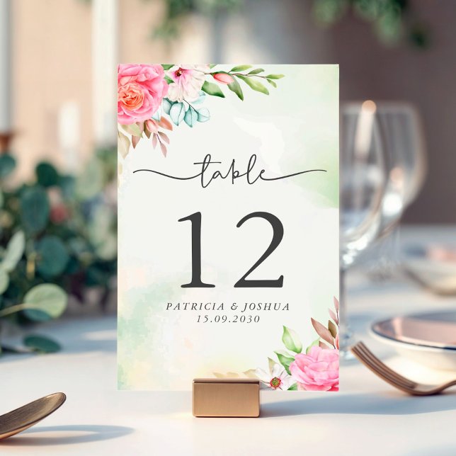 Mariage Floral Boho Dusty Rose Carte Numéro de tab (Créateur téléchargé)