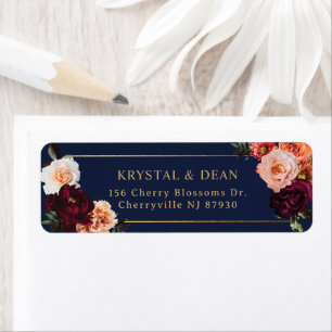 Mariage Floral Bordeaux Rouille Bleu Nuit Sombre