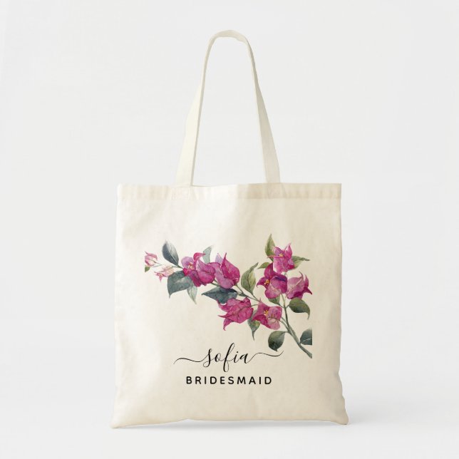 Mariage Floral Bridesmaid Sac fourre-tout rose Fle (Devant)
