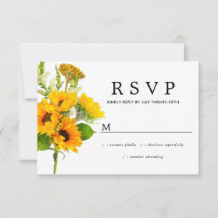 Mariage floral de tournesol rustique RSVP