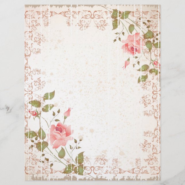 Mariage floral en-tête, papier Rose, Mariage (Devant)