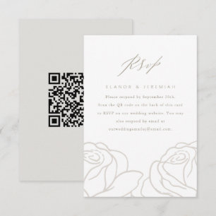 Mariage floral gris chic RSVP avec code QR