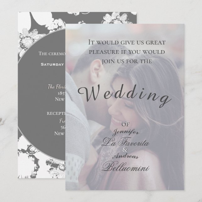 Mariage Floral hiver simple et Invitation photo (Devant / Derrière)