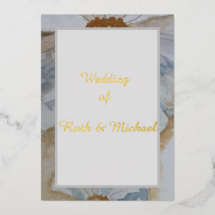 Mariage floral Invitation blanche et or