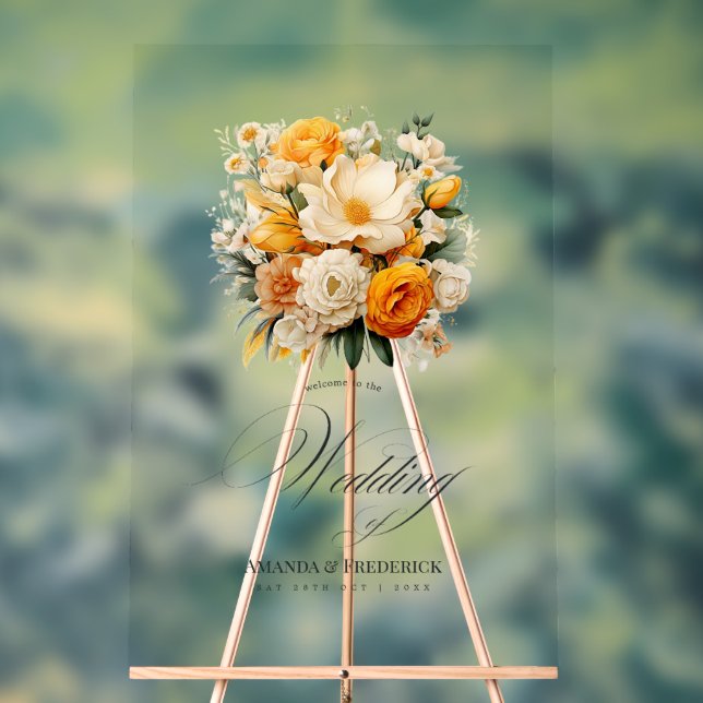 Mariage floral jaune, orange et ivoire Bienvenue (Neutre)