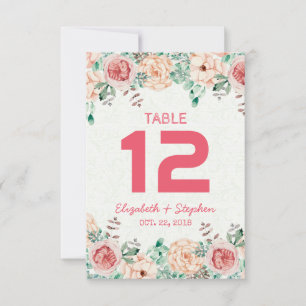 Mariage floral Lieu de siège Numéro de table / Esc