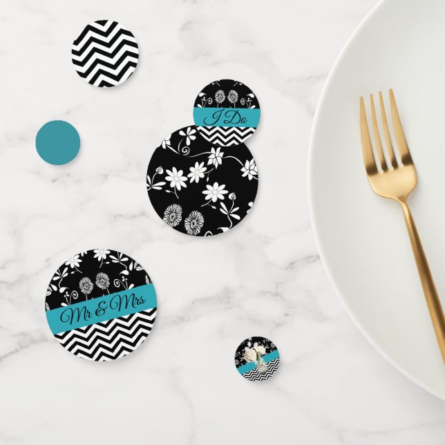 Mariage floral noir et bleu Confetti (Groupe)