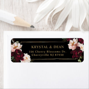Mariage floral noir noir foncé Moody Bourgogne