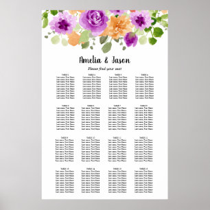Mariage Floral pourpre 16 Tableau Sièges