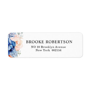 Mariage floral rose bleu marine