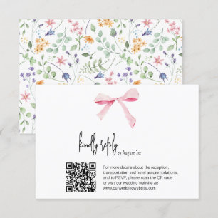 Mariage floral rose Bow numérique carte RSVP code