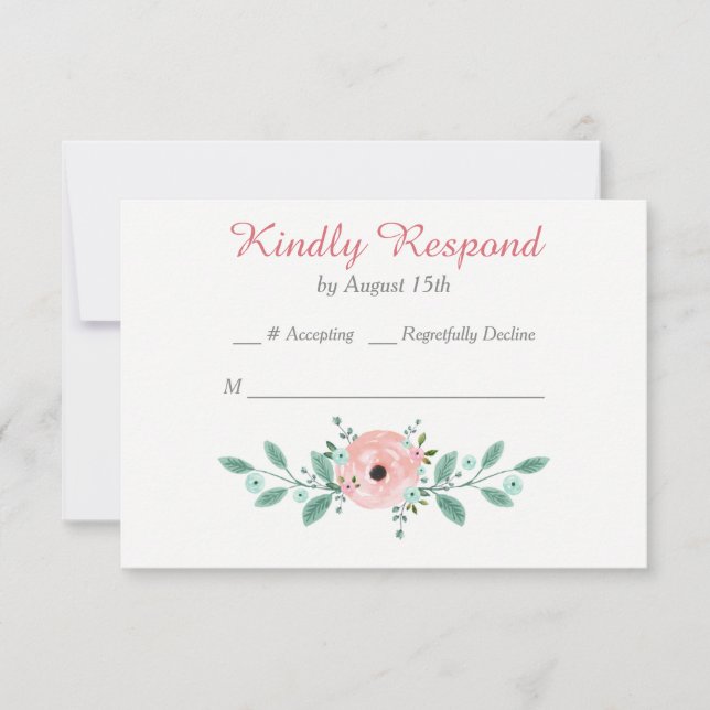 Mariage floral rose de printemps RSVP (Devant)