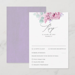 Mariage floral rose pourpre Dusty RSVP