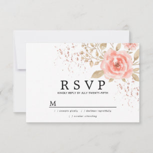 Mariage floral rose rose rose rustique RSVP