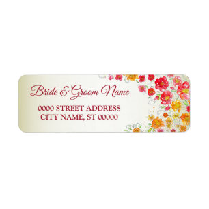 Mariage Floral rose rouge Adresse de retour