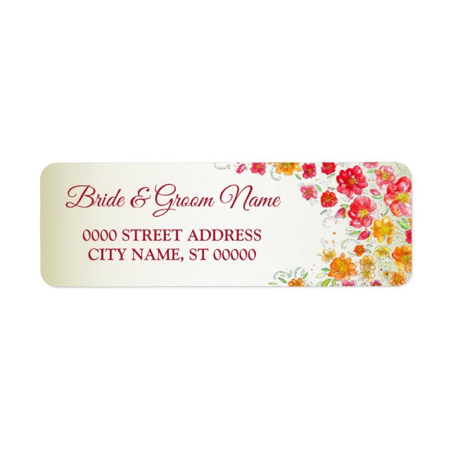 Mariage Floral rose rouge Adresse de retour (Devant)